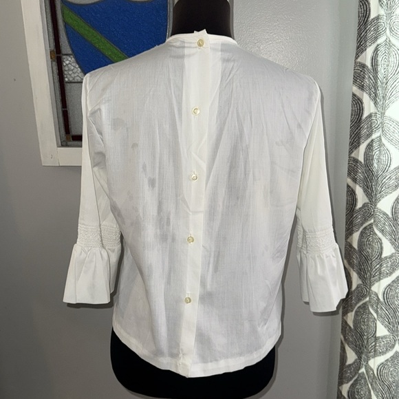 Vintage Smocked Cottegecore Cotton Blouse SZ XS - Picture 5 of 7